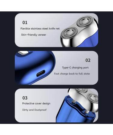 2024 New Upgrade Pocket Shaver USB Mini Shavers for Men Rechargeable Waterproof Compact Electric Shaver Mini Portable Electric Razor Double Head Razor (blue) - Buy Online on GoSupps.com