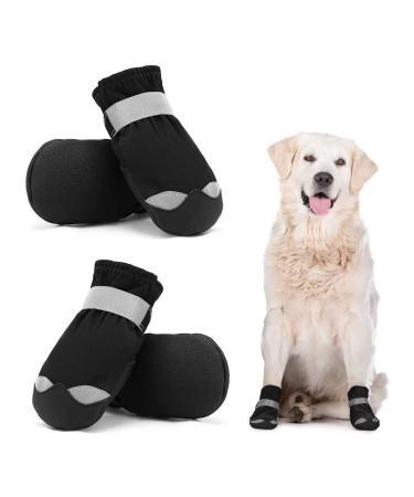 Waterproof Dog Shoes for Large Medium Dogs - Winter Snow Dog Booties Paw Protection with Adjustable Straps Rugged Anti-Slip Sole - Hiking Outdoors Pet Boots Paw Protectors Comfortable 4# Black