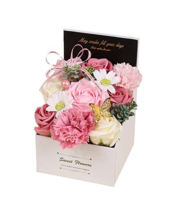 Soap Flower Gift Box Artificial Flower Soap in Gift Box Flower Bath Soap for Valentine's Day Pink