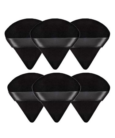 Powder Puff 6 Pieces Reusable Washable Powder Puff Face Soft Triangle Makeup Puff Soft Plush Powder Sponge Makeup Foundation Sponge for Face Body Loose Powder Wet Dry Makeup Tool (Black)