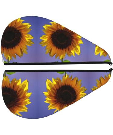 Bloom Sunflower Coral Velvet Dry Hair Cap with Buttons for Thick Curly Hair - Anti-Frizz Black Hair Towel - Buy Online on GoSupps.com