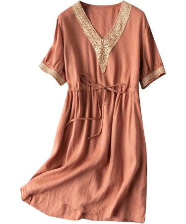Dresses for Women Cocktail Dress Half Sleeve Dress Fashion Elegant Dress Ladies Floral Printing Slim Fit Elegant Khaki Large - Buy Online on GoSupps.com