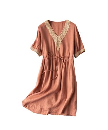 Dresses for Women Cocktail Dress Half Sleeve Dress Fashion Elegant Dress Ladies Floral Printing Slim Fit Elegant Khaki Large