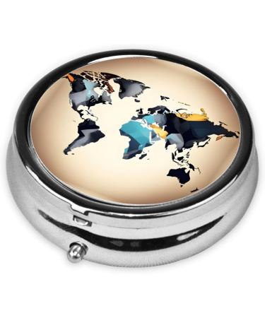 Buy FoRes Abstract World Map Print Travel Pill Organizer - Weekly Round Medicine Box - Portable & Cute - International Shipping Available - Buy Online on GoSupps.com