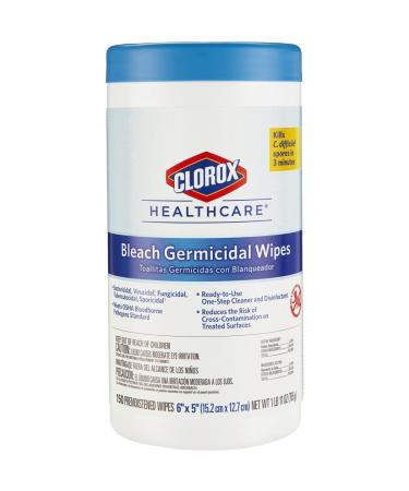 Clorox Healthcare Bleach Germicidal Wipes, 150 Count Canister (30577) Canister Wipes 150ct (Pack of 1)