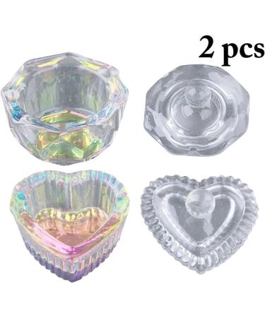 OLACD Fashion Cute Nail Art Crystal Dishes with Lids - Home Salon Glass Bowls Small and Colorful Set of 2 - Buy Online on GoSupps.com