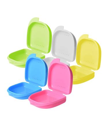 Juhonnz braces 5 pcs prosthetic box prosthesis box dentures dental dents box incorrect teeth container part tooth holder for slim orthodontics blue/green/pink/yellow/white