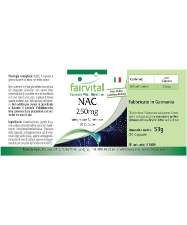 Fairvital | NAC 250 mg - set for 3 months - 90 capsules - amino acids - N-acetyl-cysteine - Buy Online on GoSupps.com