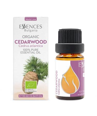 Essences Bulgaria Organic Cedarwood Essential Oil 10ml | Cedrus atlantica | 100% Pure | Natural | Undiluted | Therapeutic Grade | Aromatherapy | Cosmetics | Cruelty Free | Non-GMO | Vegan