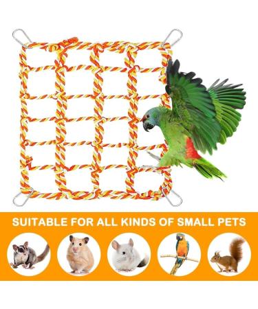Bird Rope Climbing Network Hammock Swing for Small Pets | Cotton Climbing Rope with 4 Hooks for Rats Hamsters and Ferrets - 27.9 x 20.1cm Green - Buy Online on GoSupps.com