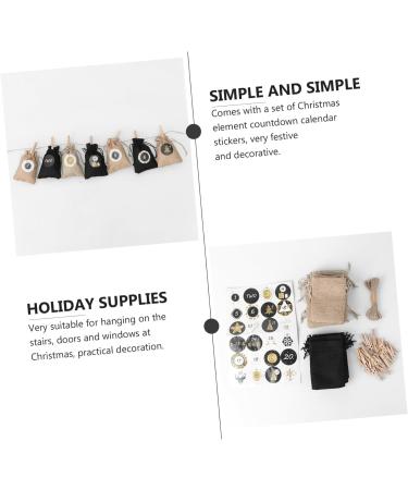 KONTONTY 1 Set Christmas Sack Calendar Candy Bags Jute Rope Holiday Xmas Biscuit Bags Drawstring Linen Bag - Buy Online on GoSupps.com