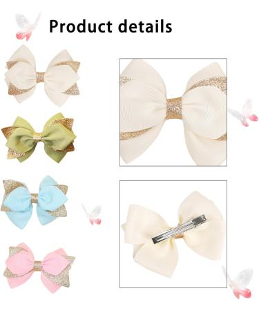 8 Pieces Glitter Hair Bows Clips Baby Girls Hair Bows Clips Soft Ribbon Small Straight Barrette Handmade Hair Accessories for Birthday Wedding Bridal Day Anniversary Holiday Party Gift - Buy Online on GoSupps.com