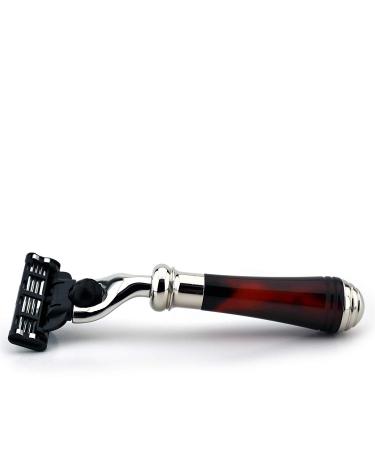 Tortoise Shell Effect Razor - Lightweight Mini Handle with Triangular Cartridge | Perfect Shave & Stainless Steel Holder - Shop Internationally - Buy Online on GoSupps.com