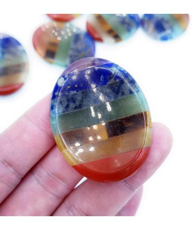 SHARKOOO 7 Chakra Healing Stones Thumb Worry Stone for Anxiety Relief - Oval Meditation Crystal - Buy Online on GoSupps.com