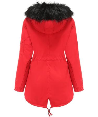 Hanxiulin Women s Plush Fleece Jacket | Warm Windproof Winter Coat | Cuddly Thick Hoodie | XXL Red - Buy Online on GoSupps.com