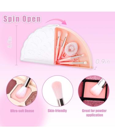 Travel Makeup Brush Set - 10 Mini Brushes with Case | Foundation Blending Eyeshadow & Blush | Perfect Makeup Gift (Pink - Buy Online on GoSupps.com