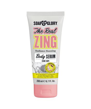 Soap & Glory The Real Zing Body Serum - Radiance Boosting Body Moisturizer with AHA Fruit Complex - Skin Brightening Citrus Scented Moisturizer for Dry Skin (200ml)