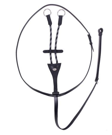 ARBO-INOX Martingale with two-tone cord Black leather auxiliary reins (SHETTY)