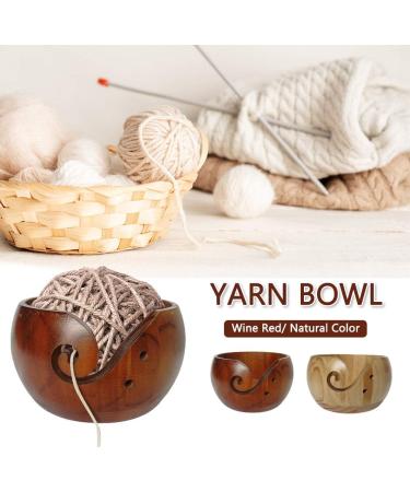 Beiyoule Handmade Bamboo Yarn Bowl - Knitting Wool Holder for Crochet and Embroidery - Wine Red - Buy Online on GoSupps.com