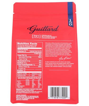 Guittard Organic 74% Chocolate Baking Wafers 12oz - Premium Quality Cocoa for Baking - Buy Online on GoSupps.com