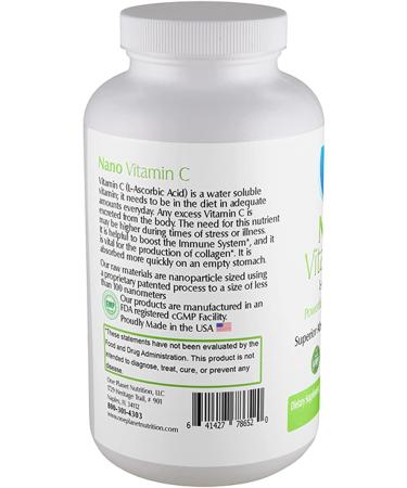 One Planet Nutrition Nano Vitamin C 250 mg Veggie Capsules (240 Servings) Ascorbic Acid from Lime Extract Nano for Enhanced Absorption Supports Collagen Production & Immune Health Non-GMO Vegan - Buy Online on GoSupps.com