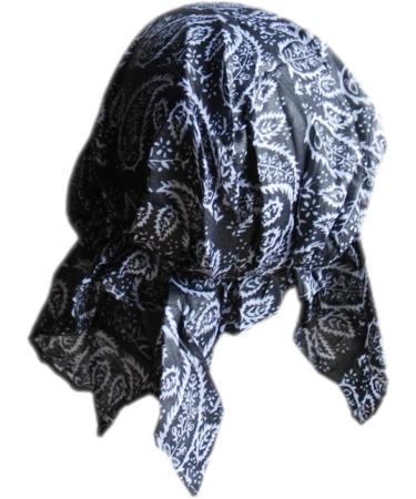 Cool4 Summer Headscarf Beach Bandana - Sun Protection Hat & Chemo Cap A04 Anthracite with Paisley Floral Pattern | International Shipping - Buy Online on GoSupps.com