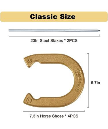 SPEXDARXS Horseshoes Set - Fun Lawn Game for Kids and Adults | Includes 4 Horseshoes, 2 Stakes, and Carrying Case - Buy Online on GoSupps.com