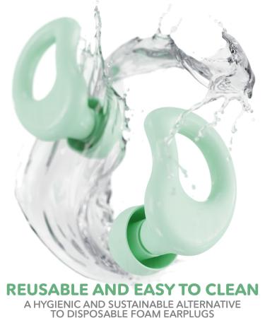 Everyday Earplugs - Ultra Soft Customizable Noise Protection for Sleep & Travel - Up to -30dB Reduction Reusable & Sustainable (Mint - Buy Online on GoSupps.com