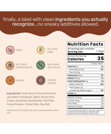 Fiome Fiber Bites - 5g Daily Fiber Supplement - Supports Regularity Digestion and Gut Health - All Natural Ingredients Dark Chocolate Flavor 30 Servings - Buy Online on GoSupps.com
