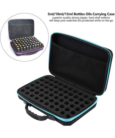 Wifehelper Essential Oils Carrying Bag - Hard Shell Case for 60 Bottles (5ml & 15ml) - Shockproof Aromatherapy Travel Organizer - Blue - Buy Online on GoSupps.com