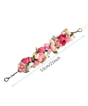 AWAYTR Flower Headband - Pink & Peach Pink Wedding Hair Wreath Crown for Women & Girls - Perfect for Wedding Parties - Buy Online on GoSupps.com