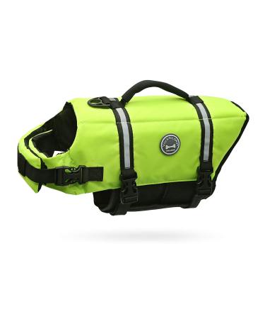 Vivaglory Ripstop Dogs Rescue vest For Small Medium Boat Dog Wallpage with improved buoyancy & visibility neon-yellow L: 63-78cm (chest circumference) neon yellow