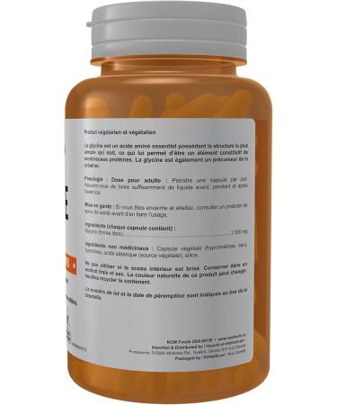 NOW Glycine 1000mg 100vcap 100 count - Buy Online on GoSupps.com