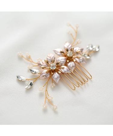 SWEETV Gold Bridal Hair Comb | Handmade Wedding Hair Clip & Accessories for Women - Buy Online on GoSupps.com