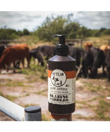 Blazing Saddles Natural Lotion - Western-Inspired Leather, Gunpowder, Sandalwood, and Sagebrush Scent - 8 fl. oz. - Men's and Women's Outlaw Lotion - Buy Online on GoSupps.com