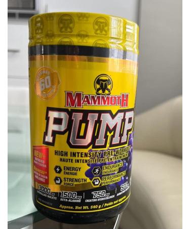 MAMMOTH PUMP Pre Workout Powder Superior Muscle Pumps Increase Strength & Endurance Explosive Power & Energy Supplement Heightened Focus Quick Recovery Reduced Soreness (60 Serves Purple Rain Grape) Purple Rain Grape 60 Serves - Buy Online on GoSupps.com