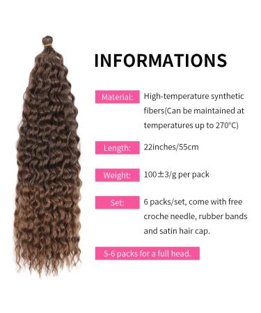 Deep Twist Crochet Hair - 22 Inch Synthetic Ombre Curly Braids | 6 Packs Waterwell Twist Hair Extensions - Buy Online on GoSupps.com
