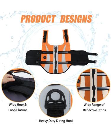 Emust Dog Lifeguard Life Jacket - Premium Floating Vest for Small Medium & Large Dogs | Swim Safe with Bright Orange XL Design - Buy Online on GoSupps.com