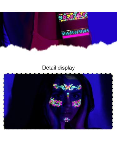 Besreey Temporary Face Stickers UV Neon Fluorescent Makeup Face Decals Waterproof Face Decorations for Festival Bar Adults Halloween - Buy Online on GoSupps.com