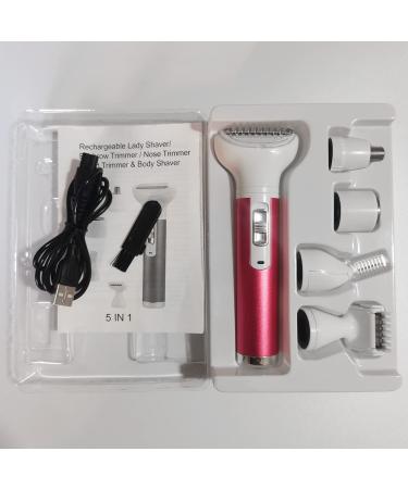 5-in-1 Rechargeable Electric Razor for Women - Body, Nose, Face, Eyebrow, Leg, Armpit, Bikini Area & Underarms - Painless Hair Removal Trimmer - Portable Women's Shavers Set - Buy Online on GoSupps.com