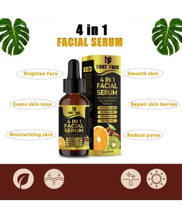 Organic Vitamin C Serum For Face & Hyaluronic Acid. Anti-Aging Wrinkles Dark Spots Brightening Facial Serum With 30% Vitamin C 5% Niacinamide 10% Vitamin E Serum 4 In 1 Vitamin C. - Buy Online on GoSupps.com
