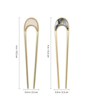 Lurrose 2pcs U Shaped Hair Stick - Retro Metal Hair Forks & Stylish Hair Accessories for Women | Assorted Shell Colors - International Shipping - Buy Online on GoSupps.com
