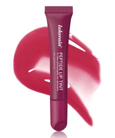 Tinted Lip Balm-1Pcs Raspberry Peptide Hydrating Lip Tint Moisturizer Jelly Lip Treatment Balm Non-Stick Lip Care Glow Reviver Lip Oil Yummy Glowy Lip Gloss Christmas Makeup for Women-04 #04raspberry