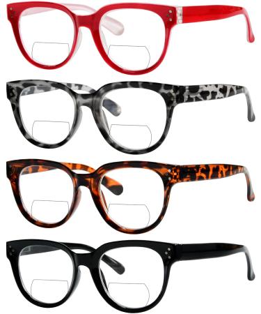 Eyekepper 4 Pack Bifocal Reading Glasses Women Stylish Bifocal Reading Glasses 4 Pack-Clear Lens 2.5 x