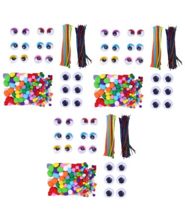 Lurrose 2100 Pcs Diy Twist Stick Glue Eyes Fur Ball Set Stuffed Toy Diy Toys Toddler Cleaners Craft Assorted Colorx3pcs 30X0.5CMx3pcs
