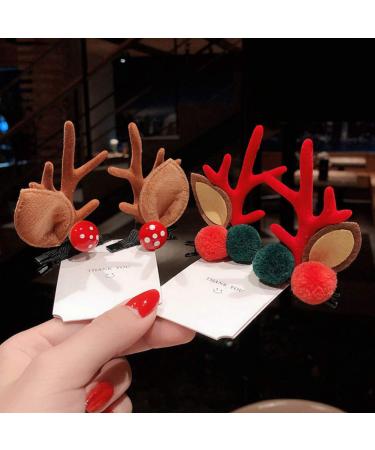 Lurrose Reindeer Antler Hair Clips for Couples | Cute Christmas Ear Hairpins | Festive Party Headgear - Buy Online on GoSupps.com