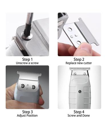 2 Pack Andis T Outliner and GTX Trimmer T Blade Replacement - Compatible with #04710 & #04521 - Silver Steel Blades - Buy Online on GoSupps.com