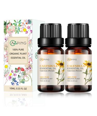 2-PACK Calendula Essential Oil - 100% Pure Organic Natural Plant (Calendula officinalis) Calendula Oil for Diffuser Aroma Spa Massage Yoga Perfume Body - 2x10ML