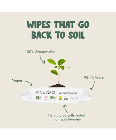 Eco by Naty Unscented Baby Wipes - 100% Compostable, Plant-Based, Gentle on Sensitive Skin - 168 Wipes (56 Count, Pack of 3) - Buy Online on GoSupps.com