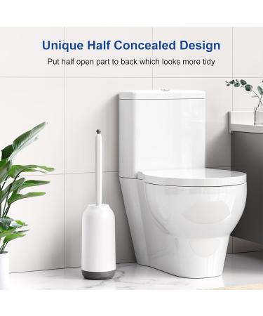 Toilet Bowl Brush Holder Set: Deep Cleaning Silicone Toilet Cleaner Scrubber Under Rim with Curved Bristle for Bathroom Dead Corner Clean - Modern Rv Toilet Decorative Accessories - White 2Pack White - Buy Online on GoSupps.com
